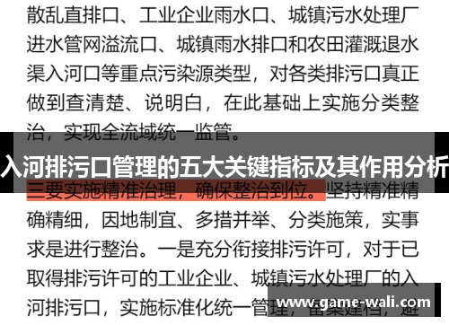 入河排污口管理的五大关键指标及其作用分析